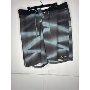 Nike Mens Board Shorts Size 36 Black Blue Geometric Optic Print Swim Trunks